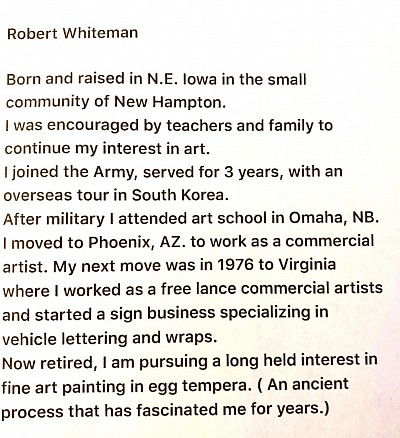 ROBERT WHITEMAN’S STATEMENT about his works