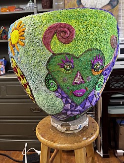 Just completed and untitled. A take off on a wheel thrown double walled pot from years ago