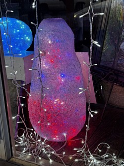 2 transparent forms with LED lights integrated with filaments s cadmus